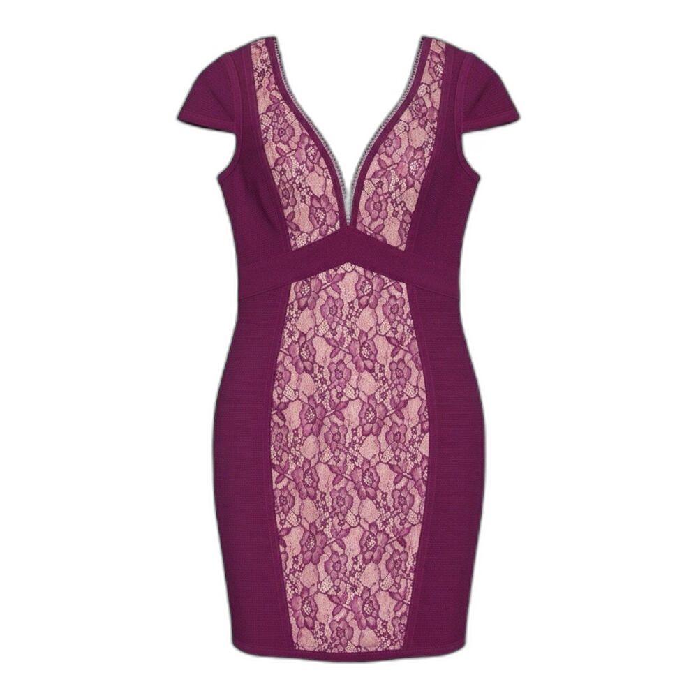 WOW Couture Magenta Lace Bodycon Dress Medium Y2K Clubwear Party Mini NWT